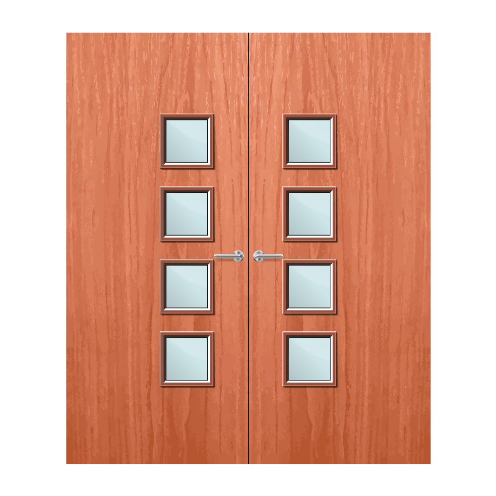 Cherry Veneer 26G Glazed Pair FD60 Internal Fire Door