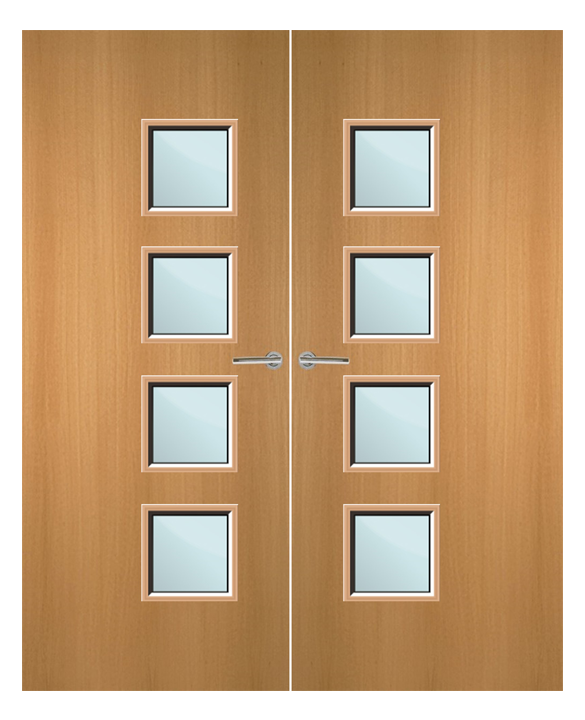 Beech Veneer 26G Glazed Pair FD60 Internal Fire Door
