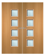 Load image into Gallery viewer, Beech Veneer 26G Glazed Pair FD60 Internal Fire Door
