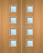 Load image into Gallery viewer, Beech Veneer 26G Glazed Pair FD30 Internal Fire Door
