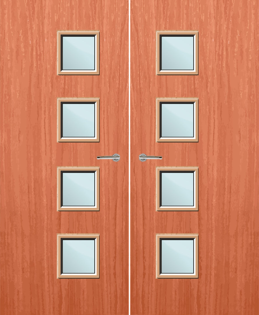 Cherry Veneer 26G Glazed Pair FD30 Internal Fire Door