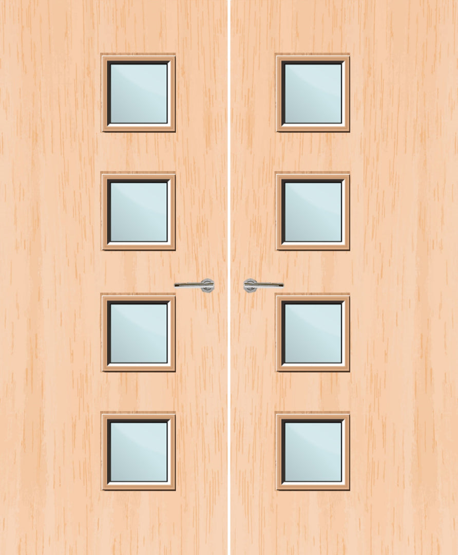 Maple Veneer 26G Glazed Pair FD30 Internal Fire Door