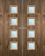 Load image into Gallery viewer, Walnut Veneer 26G Glazed Pair FD30 Internal Fire Door
