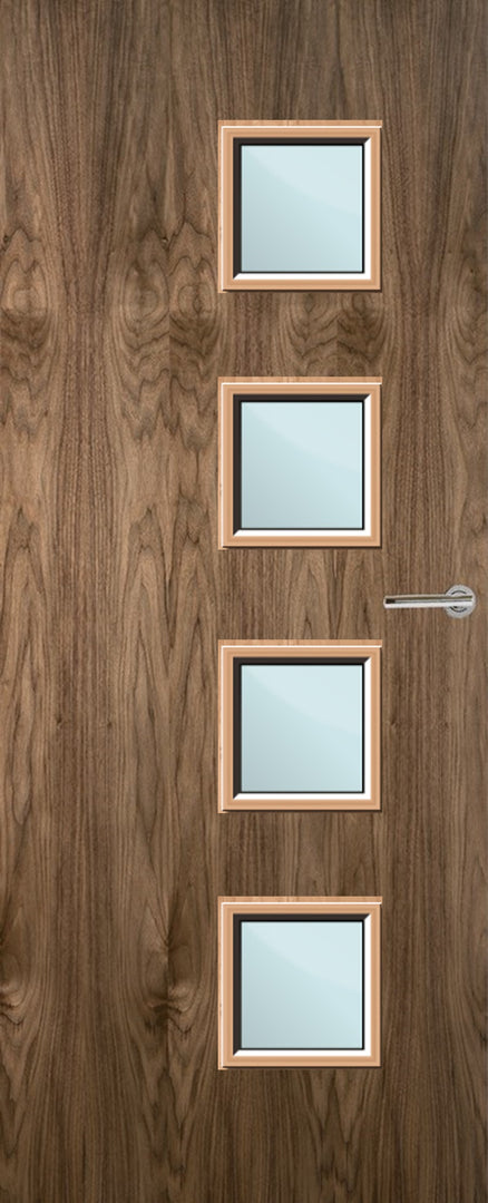 Walnut Veneer 26G Glazed FD30 Internal Fire Door