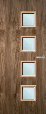 Load image into Gallery viewer, Walnut Veneer 26G Glazed FD30 Internal Fire Door
