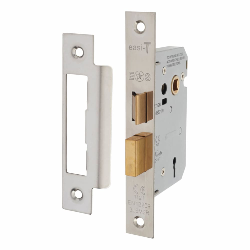 Contract 3 Lever Sashlock 76mm Case 57mm Backset Polished Nickel