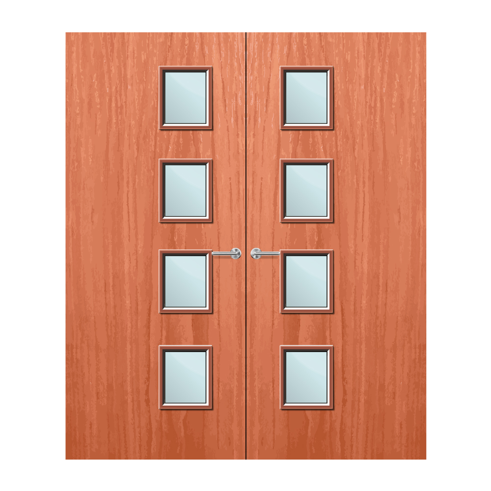 Cherry Veneer 27G Glazed Pair FD60 Internal Fire Door