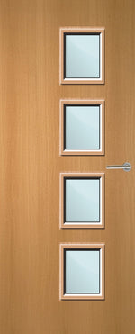 Load image into Gallery viewer, Beech Veneer 27G Glazed FD30 Internal Fire Door
