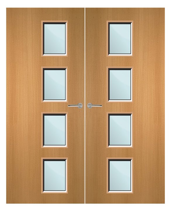 Beech Veneer 27G Glazed Pair FD60 Internal Fire Door