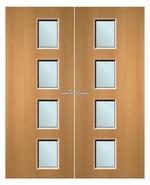 Load image into Gallery viewer, Beech Veneer 27G Glazed Pair FD60 Internal Fire Door
