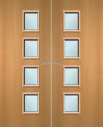 Load image into Gallery viewer, Beech Veneer 27G Glazed Pair FD30 Internal Fire Door
