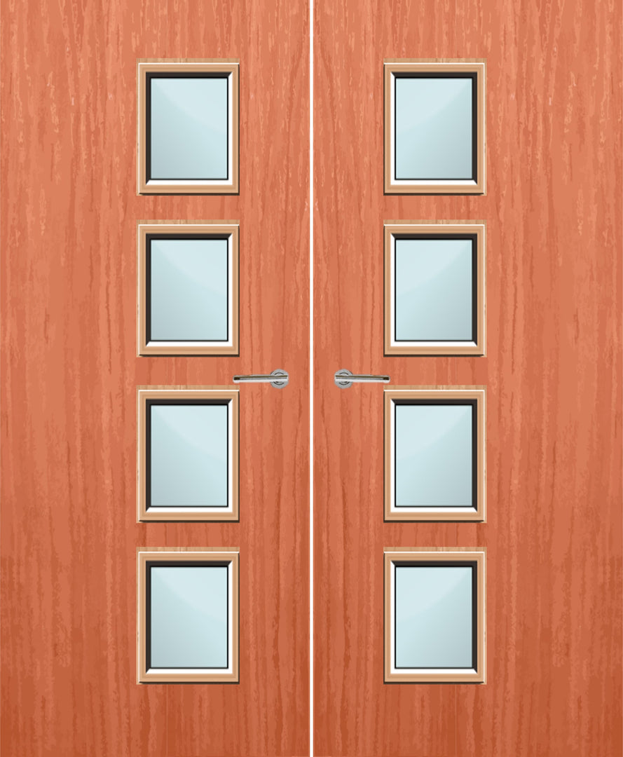 Cherry Veneer 27G Glazed Pair FD30 Internal Fire Door