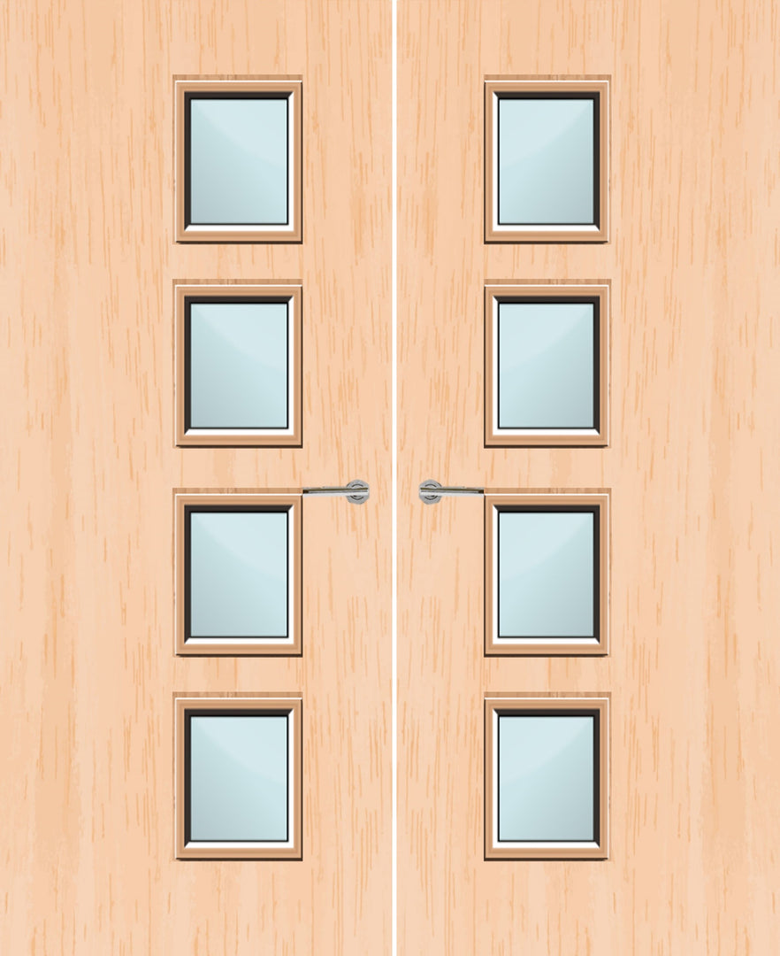 Maple Veneer 27G Glazed Pair FD30 Internal Fire Door