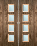 Load image into Gallery viewer, Walnut Veneer 27G Glazed Pair FD30 Internal Fire Door
