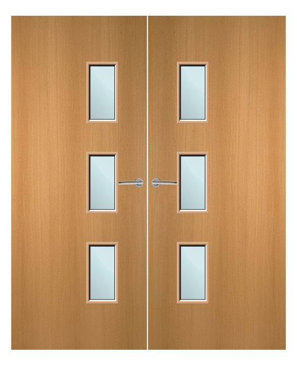Beech Veneer 28G Glazed Pair FD60 Internal Fire Door