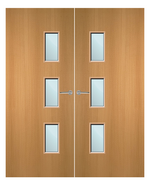 Load image into Gallery viewer, Beech Veneer 28G Glazed Pair FD60 Internal Fire Door
