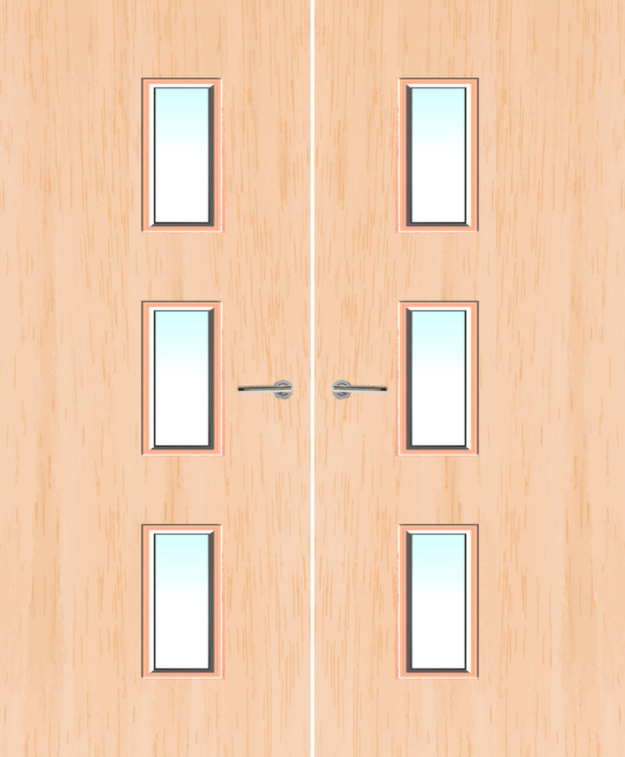 Maple Veneer 28G Glazed Pair FD30 Internal Fire Door