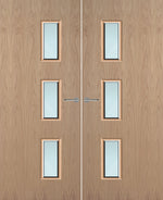 Load image into Gallery viewer, Oak Veneer 28G Glazed Pair FD30 Internal Fire Door
