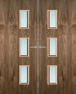 Load image into Gallery viewer, Walnut Veneer 28G Glazed Pair FD30 Internal Fire Door
