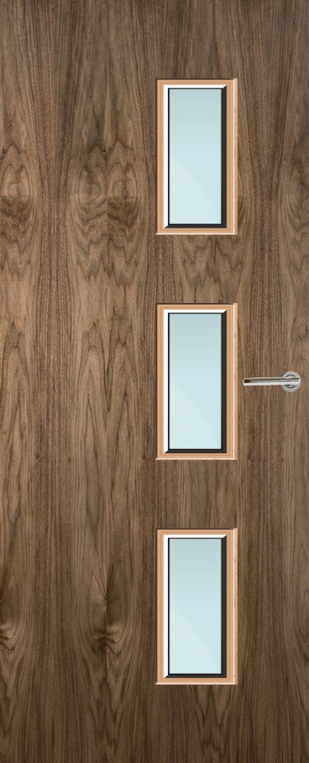 Walnut Veneer 28G Glazed FD30 Internal Fire Door