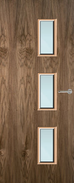 Load image into Gallery viewer, Walnut Veneer 28G Glazed FD30 Internal Fire Door
