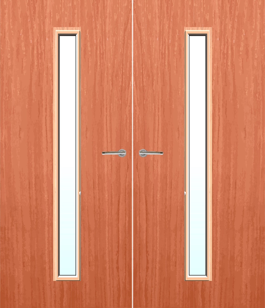 Cherry Veneer 29G Glazed Pair FD30 Internal Fire Door