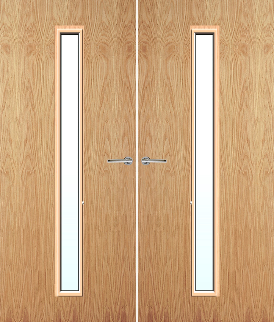 Oak Veneer 29G Glazed Pair FD30 Internal Fire Door