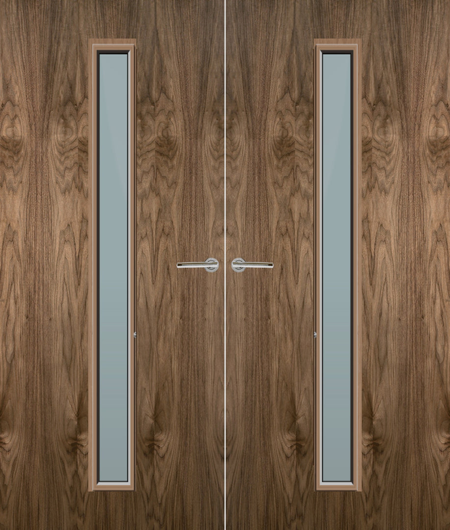 Walnut Veneer 29G Glazed Pair FD30 Internal Fire Door