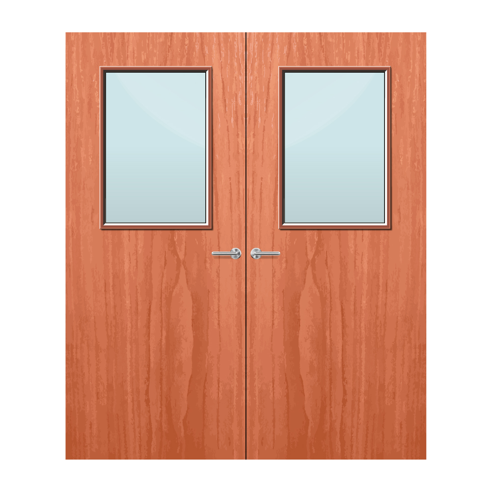 Cherry Veneer 2G Glazed Pair FD60 Internal Fire Door