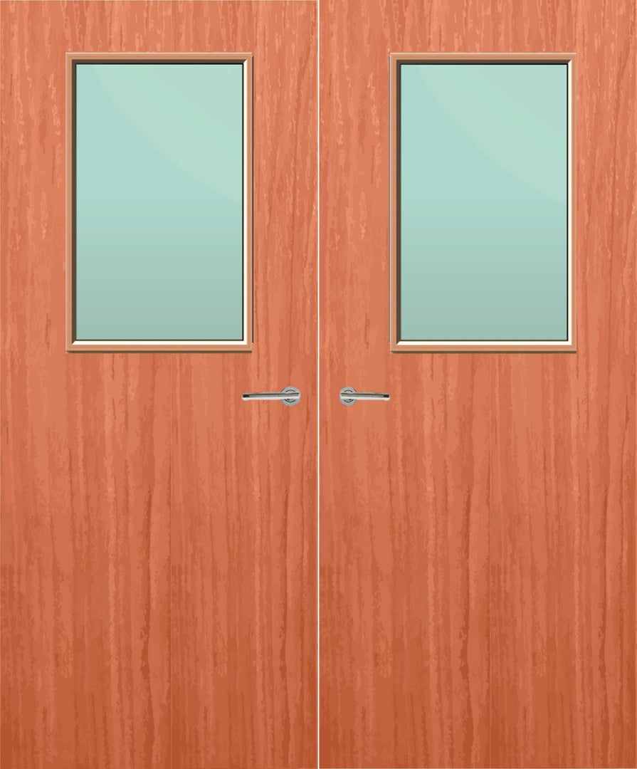 Cherry Veneer 2G Glazed Pair FD30 Internal Fire Door