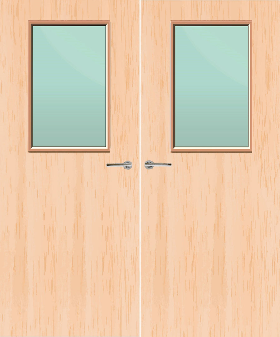 Maple Veneer 2G Glazed Pair FD30 Internal Fire Door