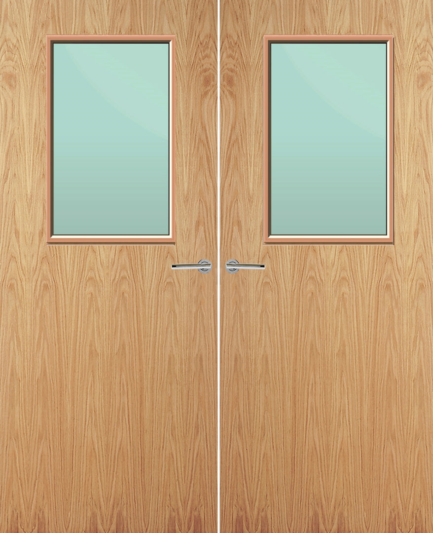 Oak Veneer 2G Glazed Pair FD30 Internal Fire Door