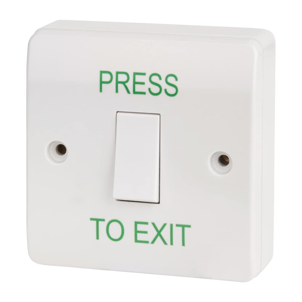 Press To Exit Switch 85x85x44mm Single White