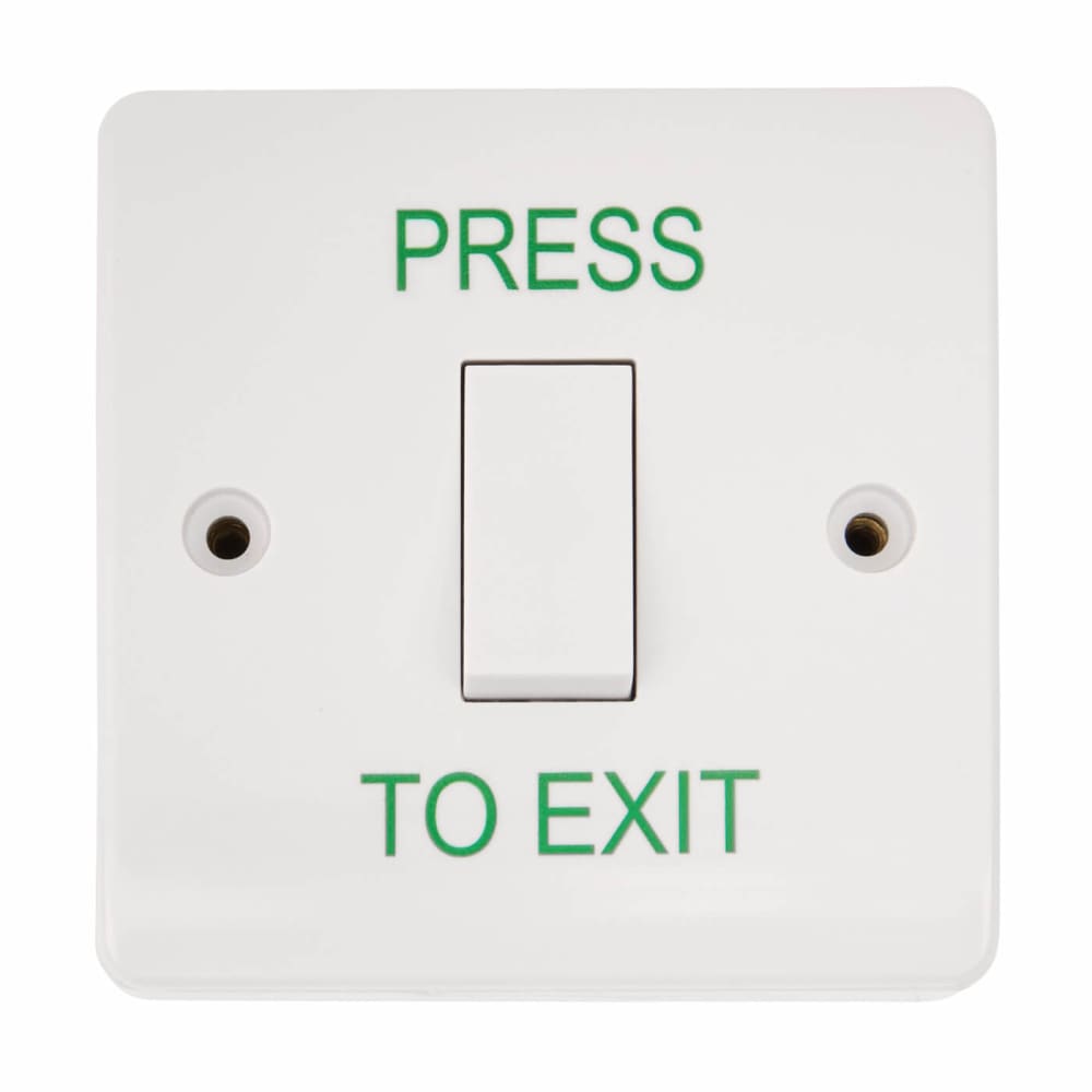 Press To Exit Switch 85x85x44mm Single White