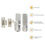 Load image into Gallery viewer, AR195 Fire Rated Mechanical Code Lock Holdback Option Satin Chrome
