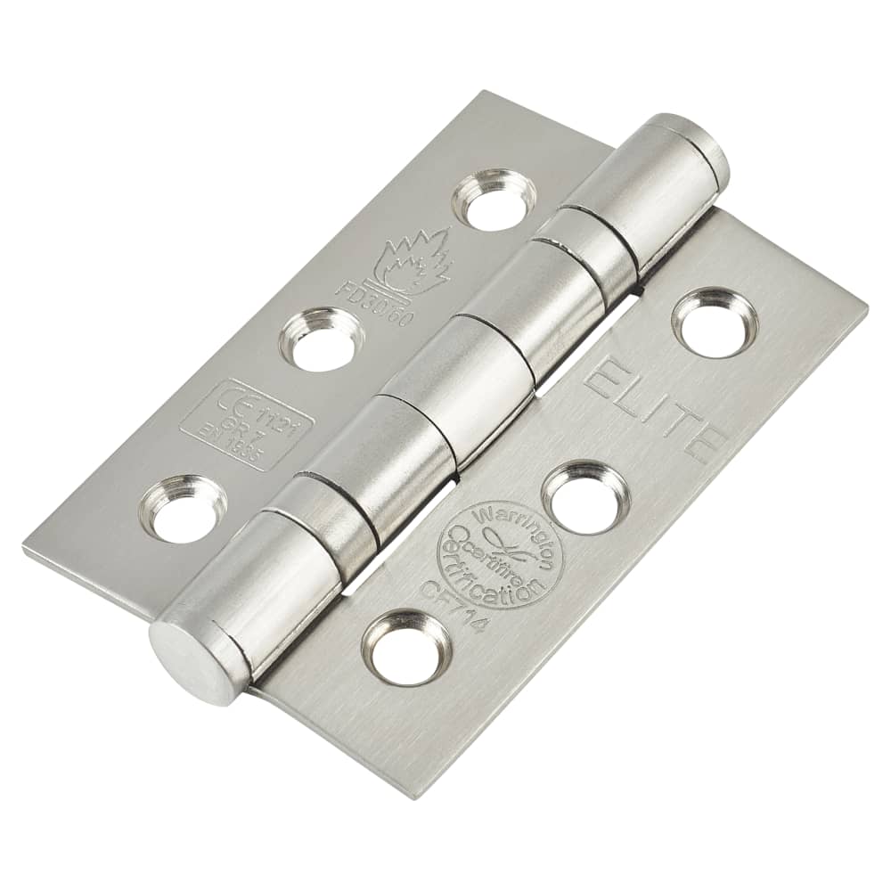 Twin Ball Bearing Fire Door Hinge Satin Stainless Steel Pair