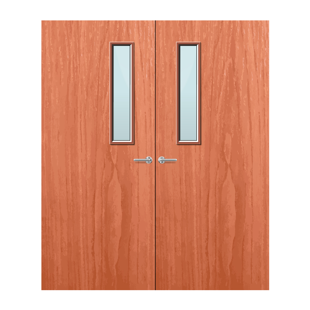 Cherry Veneer 3G Glazed Pair FD60 Internal Fire Door