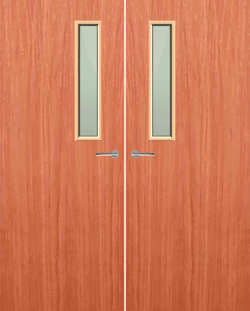 Cherry Veneer 3G Glazed Pair FD30 Internal Fire Door