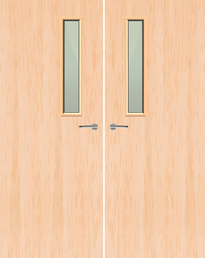 Maple Veneer 3G Glazed Pair FD30 Internal Fire Door