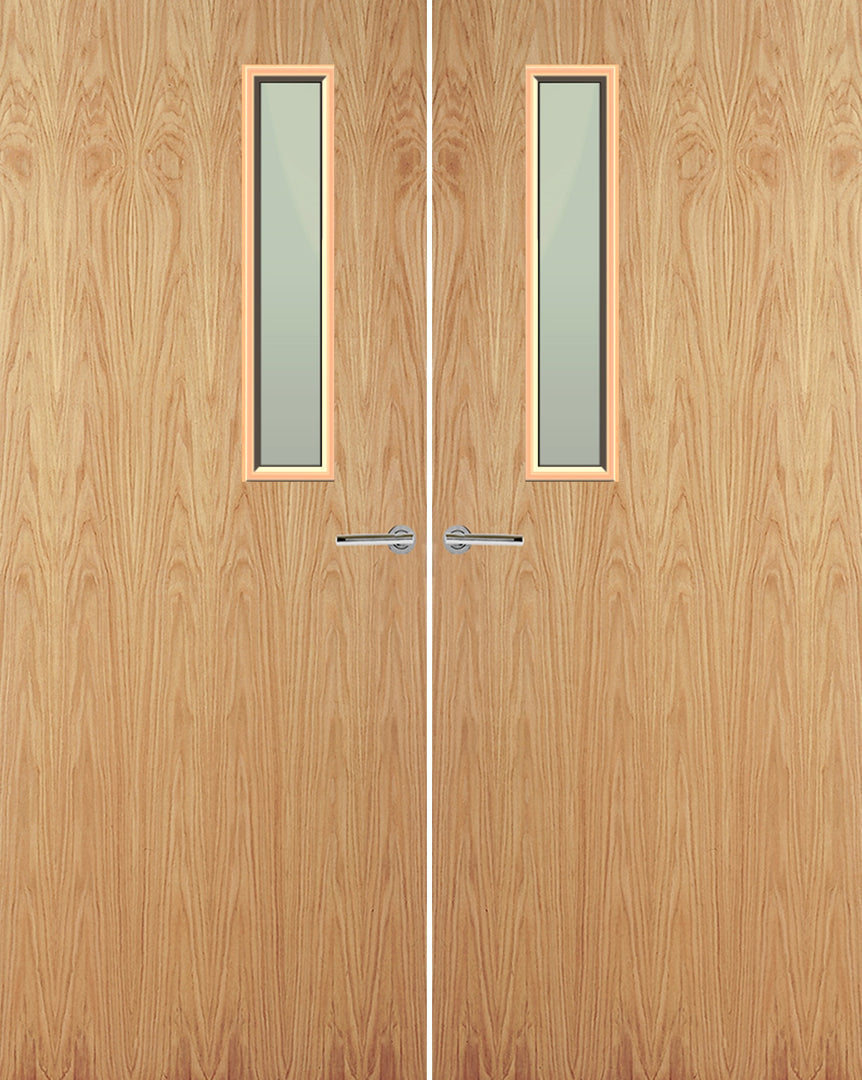 Oak Veneer 3G Glazed Pair FD30 Internal Fire Door