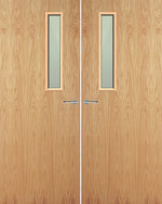 Load image into Gallery viewer, Oak Veneer 3G Glazed Pair FD30 Internal Fire Door
