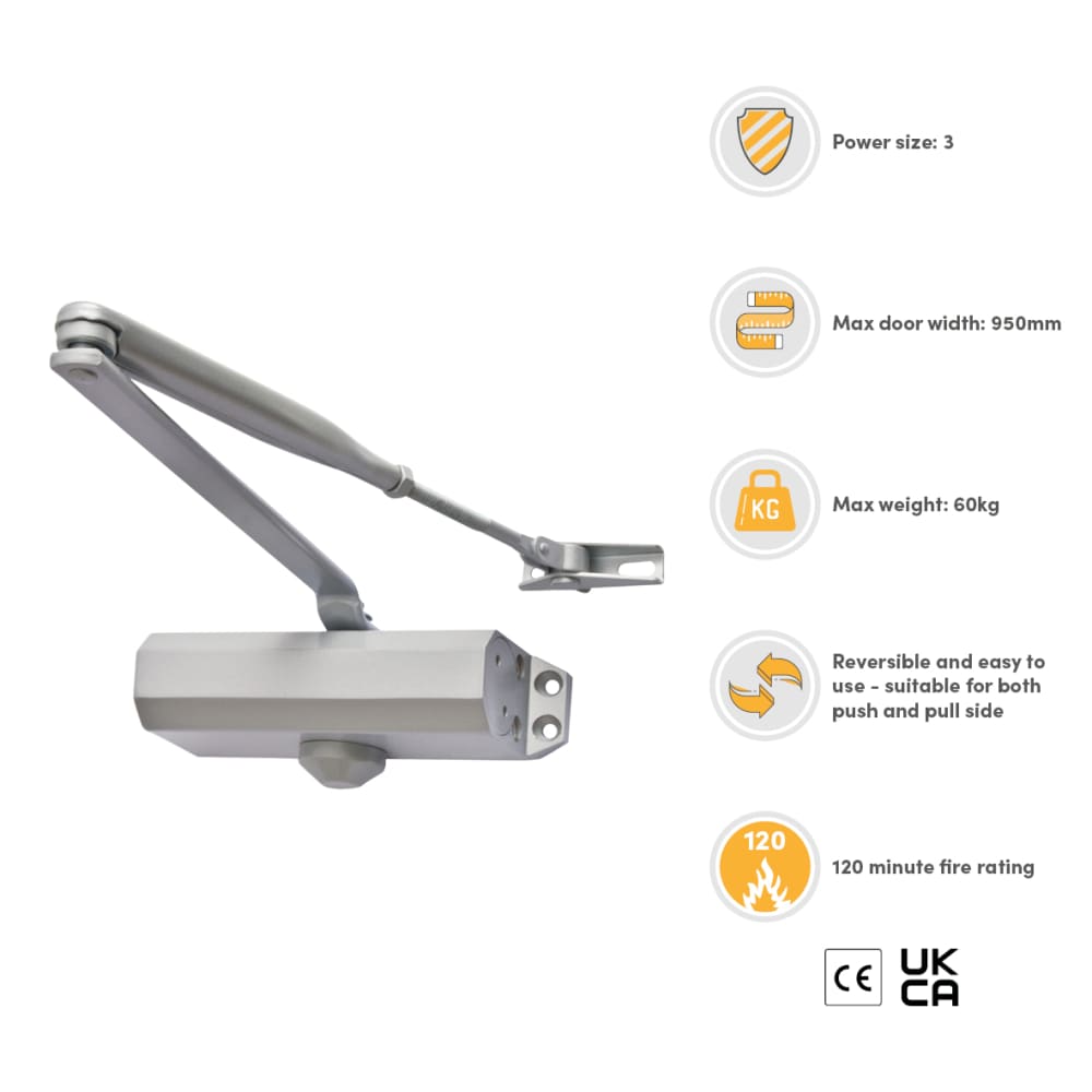 Light Duty Fire Door Closer Silver