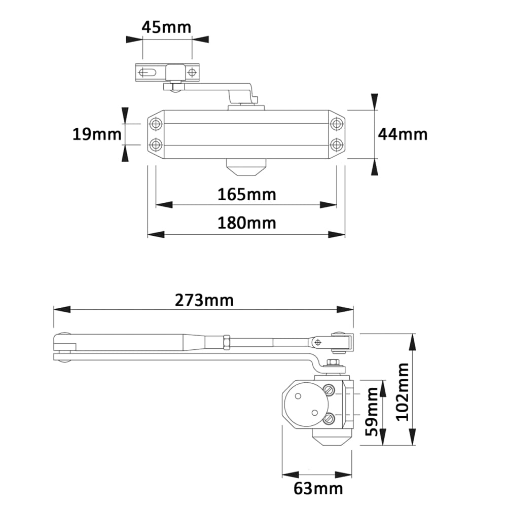 Light Duty Fire Door Closer Silver