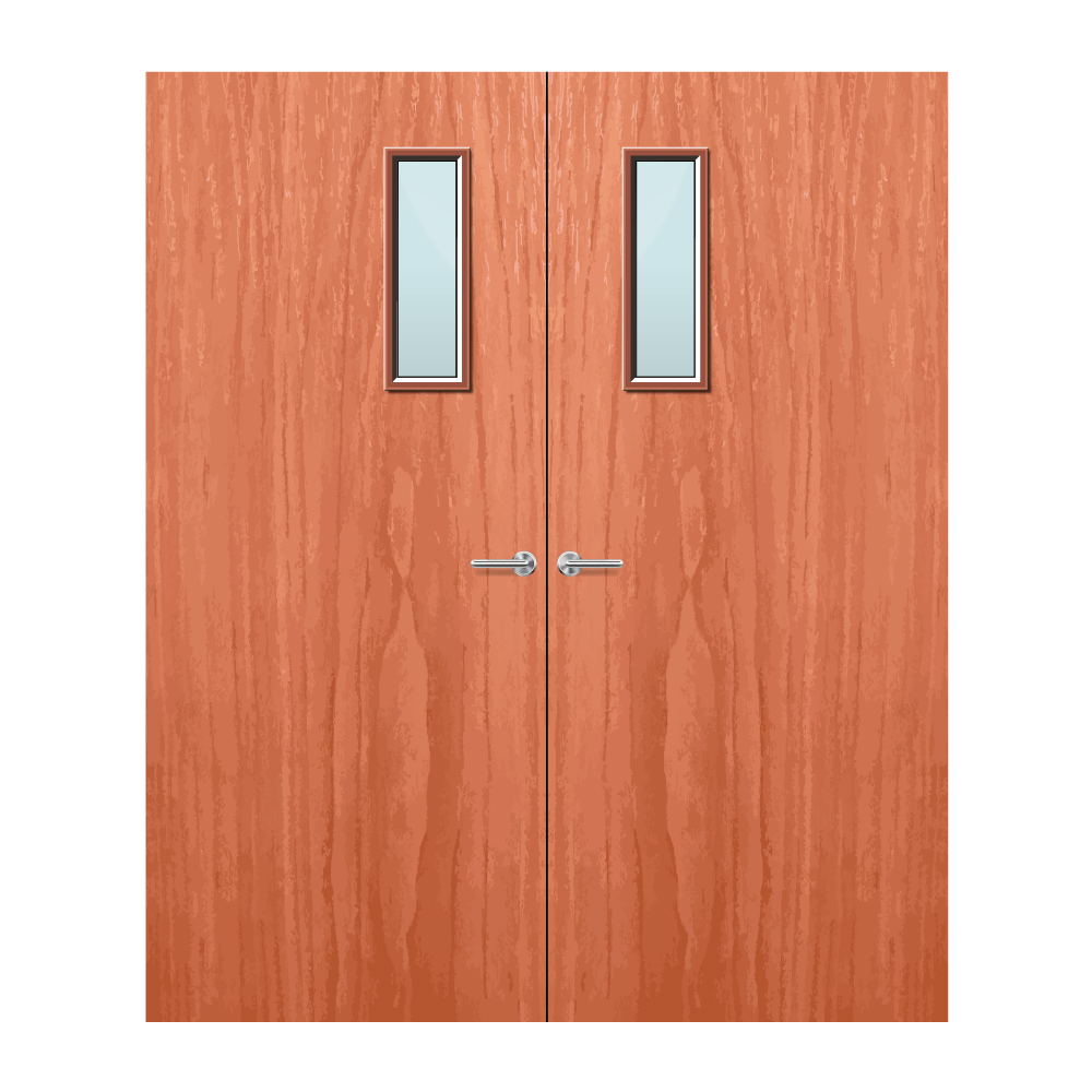 Cherry Veneer 4G Glazed Pair FD30 Internal Fire Door