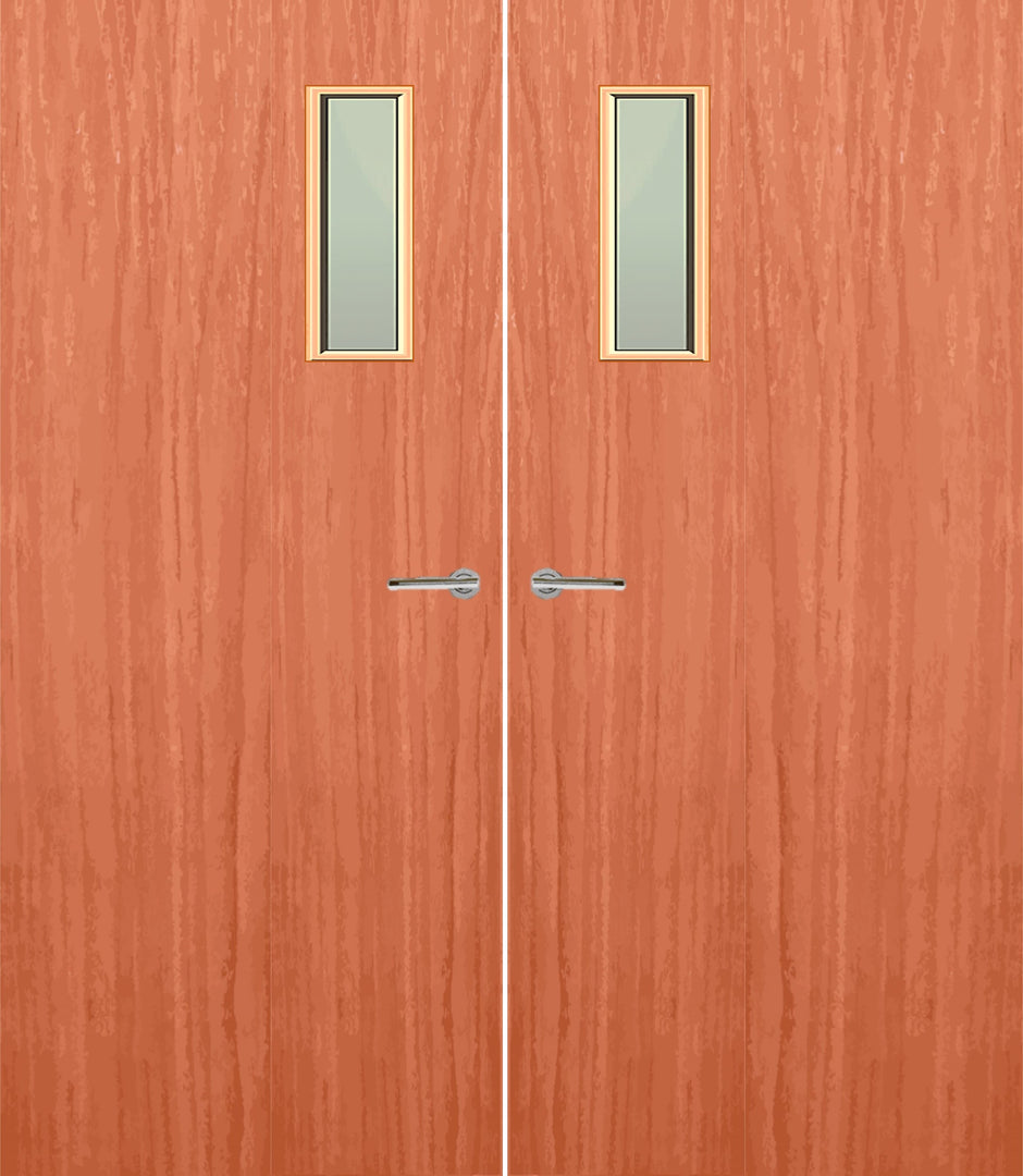 Cherry Veneer 4G Glazed Pair FD30 Internal Fire Door