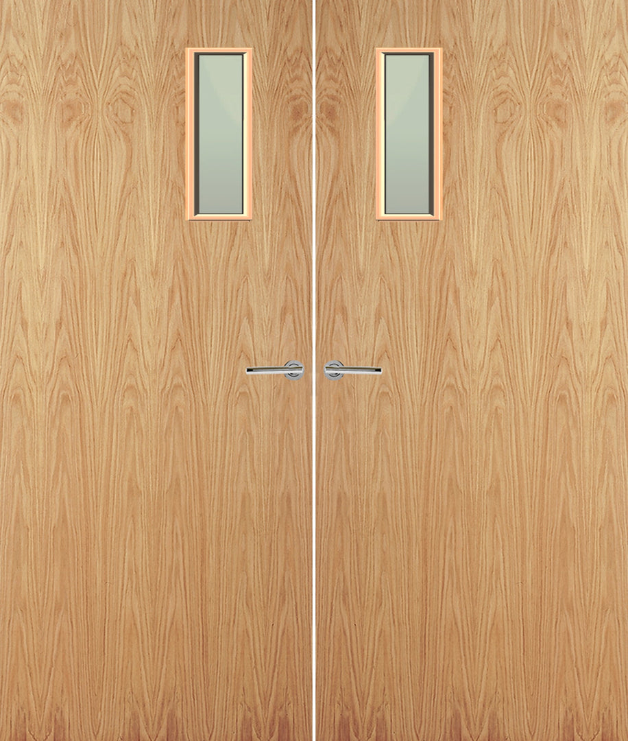 Oak Veneer 4G Glazed Pair FD30 Internal Fire Door