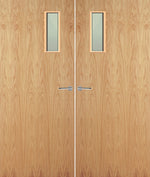 Load image into Gallery viewer, Oak Veneer 4G Glazed Pair FD30 Internal Fire Door
