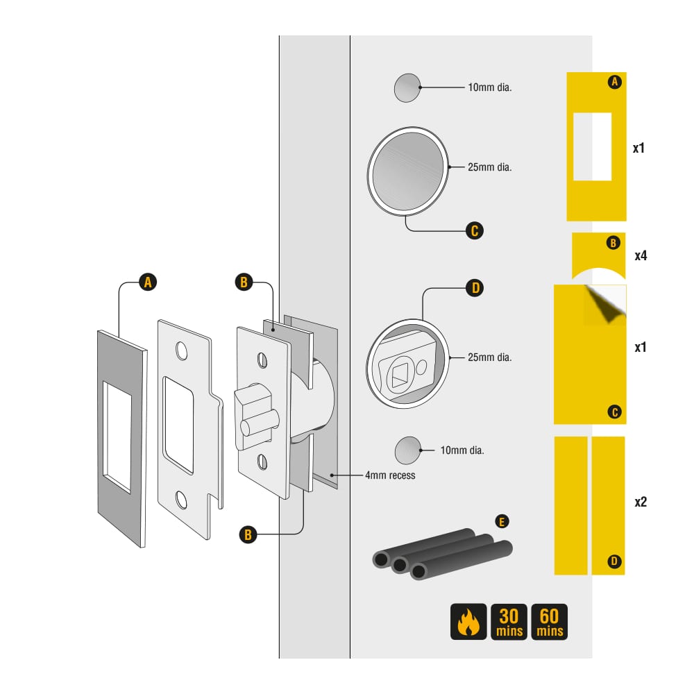 Tubular Latch Intumescent Pack