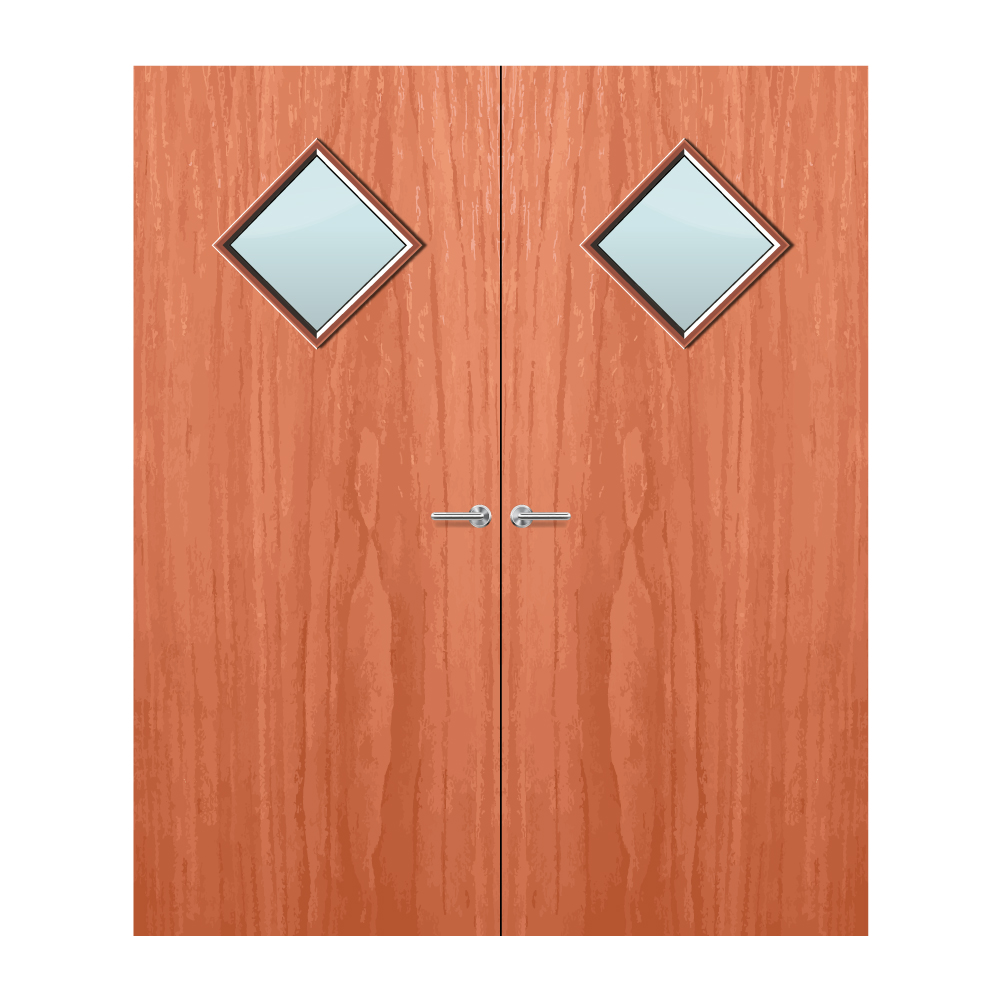 Cherry Veneer 6G Glazed Pair FD60 Internal Fire Door