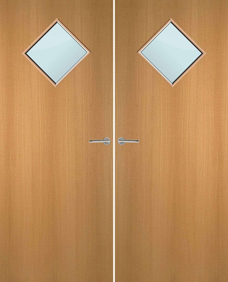 Vizat Internal Beech Veneer 6G Glazed Pair FD30 Fire Door